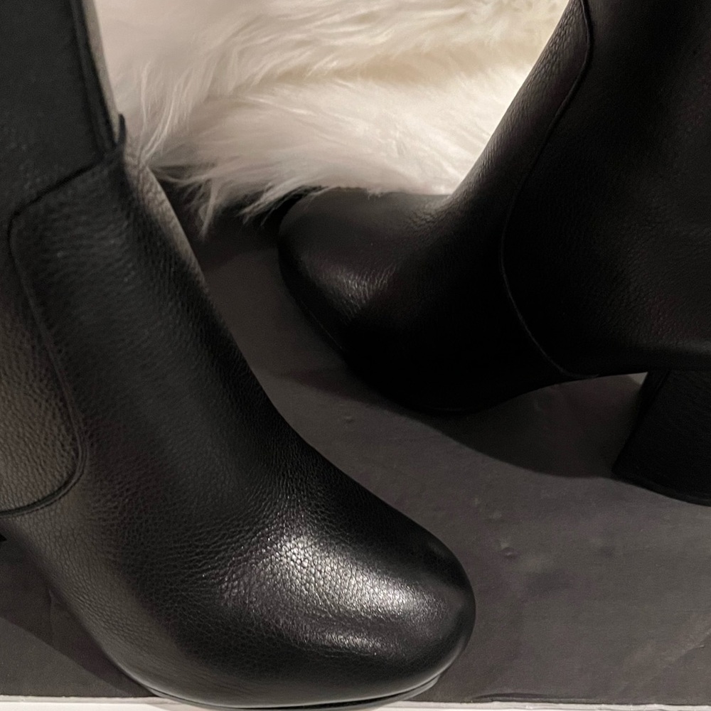 NEW Via Spiga Beline Black Pebbled Leather Over The Knee Boots Sz 5.5 NIB - Picture 15 of 16